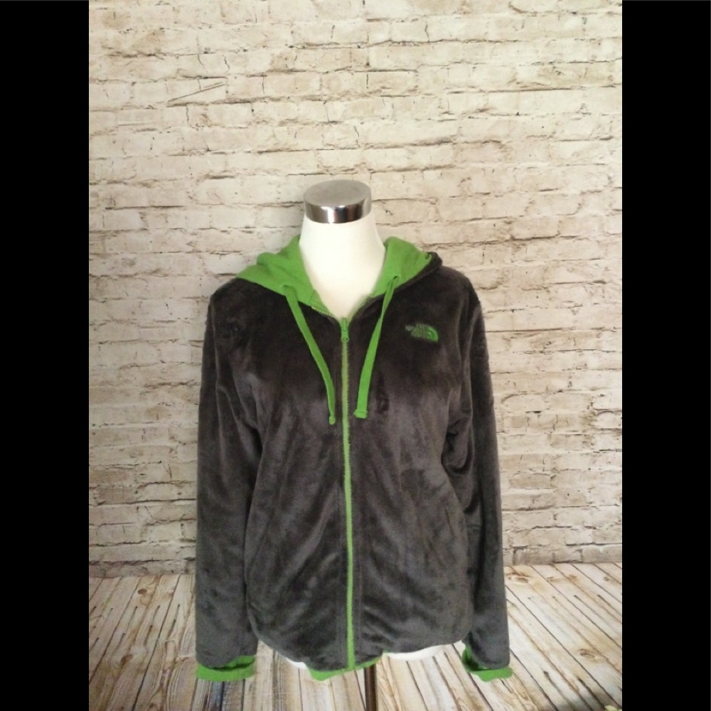 North Face grey & lime green reversible jacket